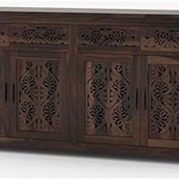 FURNWEAVE Wood Sideboard Storage Cabinet with 4 Drawers and 4-Door Storage | Sideboard for Spacious Storage for Dining Room, Living Room, Kitchen | Traditional Crockery Cabinet | Solid Sheesham Wood-image-14