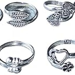 Women & Girls Metal Fancy Glossy finish Toe Ring Adjustable Bichiya/Leg Finger Ring-Combo-4 (A_C_P_110796_Silver)-image-36