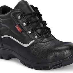 Ozarro Men Black Genuine Leather Steel Toe Safety Shoe M4425,8-picture-20