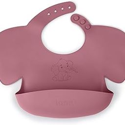 Tamy Premium Silicone Baby Bib – Waterproof bib with food catcher, adjustable, BPA free, soft & stain proof feeding bib for babies 6 months to 2 years and above (Dusty Pink)-28