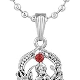 Silver Plated Godess CZ MA Durga Sherawali MATA Rani Hindu God Religious Chain Pendant Locket Necklace Spiritual Jewellery for Men and Women-picture-18