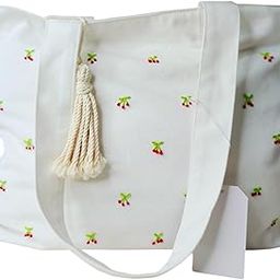 Cherry Embroidered Designer Linen Tote Bag with Zipper and 1 inside Pocket,Hand Embroidered,Eco friendly Bag Shopping Bag,L-12/17inch Straps height 12 inch-image-33