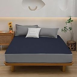 The Sleep Protectors Waterproof Premium Terry Polyester Mattress Protector for Bed | Fitted Breathable | Bed Protector| Hypoallergenic Mattresses Cover | Ultra Soft, Breathable (Navy Blue, 75X48)-picture-4
