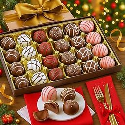WINNI - Delightful Premium 24 Pcs Truffles Chocolates Gift Pack | Belgian Chocolates | Handmade Celebration Chocolate Gift Box For Birthday, Wedding, Partner, Anniversary, Wife, Boyfriend, Girls, Boys, Couple, Students, Husband, Girlfriend, Kids | Chocolate Gift Hamper | Imported Chocolates | Rakhi Gift | Dark Chocolate Pack | Return Gift-image-2