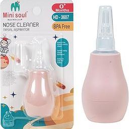 MINI SOUL Manual Nose Cleaner for Toddlers and Babies, BPA Free Silicone Nozzle, Soft Squeezable Pump for Nasal Mucus Sucking, Suction Cleaning Tool (Pack of 1, Pink)-image-81