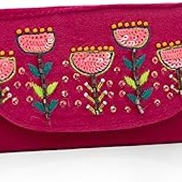Tropical Hot Pink Hand Embroidered Sunglass Cover, Stylish Velvet Sunglasses Case | Soft Protective Eyewear Pouch | Magnetic Closure | Compact & Lightweight | Unisex Glasses Holder-image-97