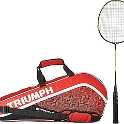 Triumph Legend-5000 One Piece Light Weight Strung Badminton Racket with Star-3R Single Compartment Badminton Bag Black-picture-18