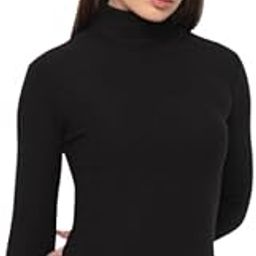 Nice Wonder,Women's Turtleneck Long Sleeve Top, Classic Black, Fitted Style-image-50