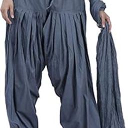 Women's Cotton Jaipuri Semi Combo Patiala Salwar Pyjama with Dupatta (IN, Numeric, 45, Regular, Standard, GREY)-image-52