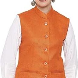 Women's Solid Nehru Jacket (TS1410_Orange_42)-picture-25