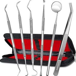 G.CATACC Dental Tools, Dental Pick Plaque Remover, Dental Scaler, Dental Floss, Teeth Cleaning Dental Hygiene Kit - 6 Pack (Silver)-22