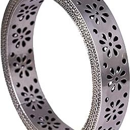 925 Sterling Silver Bangle/Bracelet, Moh Fine Carved Flower Statement Kada, Well Stamped with 92.5, Traditional Silver Jewellery, Oxidized Bangle/Bracelet, Womens Accessory-image-30