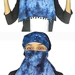 Rayon Mill Tie dye Innovative scarf for Women with closer Hook and Loop Tape size adjustable (Blue)-98