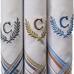 Men's Large Handkerchief in White with Initials (C) Pack of 3-613 W/C-picture-2