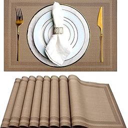 MASENT Dining Table Mats 6 Pieces, Washable/Heat and Stain Resistant, Indoor/Outdoor Placemats, PVC Table Placemats, Brown / 6 PCS-image-9