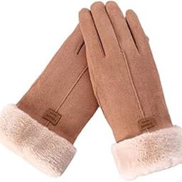 Soft Suede and Faux Fur Cute Embroidery Winter Thermal Warm Gloves Mittens Winter Accessories Hand Arm Warmer Gloves for Women-19