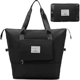 Travel Duffel Bag | Expandable Travel Bag for Women |Foldable Vanity Traveling/Shopping Bag | Lightweight & Waterproof Carry Luggage Bag | 40cm (Black)-image-88