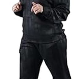 women's hooded black track suit with silver textured-image-2