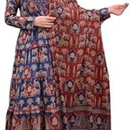 Women's Cotton Embroidered Anarkali Kurti With Pants And Dupatta Set | Stitched Angrakha Suit Set-image-7