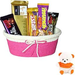SFU E Com Premium Nutty & Raisins Chocolates Hamer | Valentine Love Teddy Bear With Chocolate Combo | Valentine Chocolate Hamper | 096-6