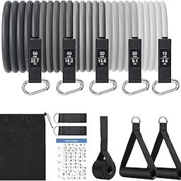 OLAHRAGA Natural Rubber Resistance Bands Set, 5 Tube Fitness Bands With Handles, Door Anchor, Ankle Straps For Physical Therapy, Resistance Training, Yoga, Home Workouts-image-60
