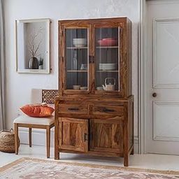 ANGEL FURNITURE Sheesham Wood Atlanta Crockery Cabinet | Hutch Cabinet (Honey Finish)-25