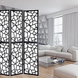 Musa Kazim Wooden Partition/Wall Screen/Room Divider/Living Room Partition/Foldable Partition / 4 Panel/Screen Separator (Black)-image-67