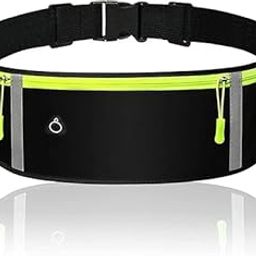 Tachobi Running Waist Belt for Women & Men, Sweat & Rainproof Phone Holder with Adjustable Strap & 3 Pockets, Headphone Hole Waist Bag for Phones, Keys, Cards Sports, Yoga, Workout & Outdoor (Black)-image-94
