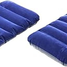 WALBERRIE Velvet Soft Air Inflatable Navy Blue Travel Pillow for Family - Set of 2-image-54