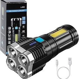 QUOTRE LED Strong Light Torch, Multifunctional Outdoor Portable Household LED Strong Light 4-Core Torch, Adjustable Waterproof Visible Performance for Fishing, Camping, Picnic (Black), DQJ-BB-158WE-picture-22