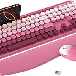 MPTOG Colorful Wireless Computer Keyboard and Mouse Combo with Phone Holder, Wrist Rest, Typewriter Keys, 2.4GHz Wireless, Full-Sized Optical Mouse for PC and Laptop (Purple Gradient)-2