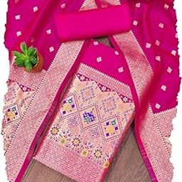 Women's Banarasi Patola Silk Unstitched Salwar Suit Dress Material With Dupatta-image-9