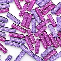 Sweven Art Mosaic Tiles, 5x20mm Thin Pipes, 5mm Thick, Purple & Pink (Pack of 200Gms)-image-82