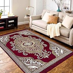 RVS DECOR Chenille Carpet 5x7 Feet | Soft Velvet Rug for Living Room, Hall & Bedroom | Floor Carpet for Home | Designer Dari for Floor 150x210 cm | Non-Slip, Trendy & Durable Kalin (Maroon1)-image-44