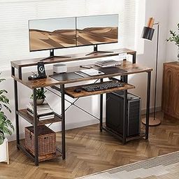 TEKAVO Computer Table with Keyboard Tray for Home Office, Office Desk with Storage, Engineered Wood Finish Study Writing Computer Laptop Table Desk - DIY (Jungle Wood, Medium - 120 CM)-27