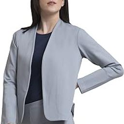 Women's Polyviscose Solid 4 Way Stretch Livin Jacket (Grey,S) (KNJK101GREY-S)-image-40