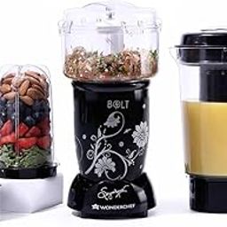 Wonderchef Nutri-blend BOLT Complete Kitchen Machine|600W Powerful100% Full Copper Motor|4 unbreakable jars with Sipper lid|2 Years warranty|Recipe book by Chef Sanjeev Kapoor|Black-22