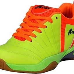 B-TUF FIRE Non-Marking Badminton Court Shoes for Men/Women | Stylish Sport Shoes | Lightweight & Durable for Squash, Table Tennis, Volleyball, Basketball & Indoor Sports |(Neon-Green/Orange)-image-67