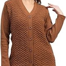Women’s Winter Woolen Cardigan | Full Sleeve Textured Buttoned Sweater for Women | Soft Acrylic Wool V-Neck Warm Knitted Outerwear for Office & Casual Wear-image-38
