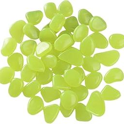 ATORSE 50Pcs Luminous Stones Pebbles Decorative Decor Glow in The Dark Rocks Yellow-image-6