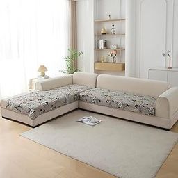 HOKIPO L Shape (3+3 Seater) Sofa Cover Mat, Quilted Printed Floral Ash Grey(IN-796-D3*2)-image-76