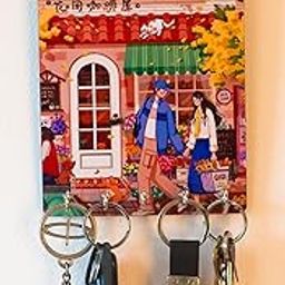 Katha Plates Premium Home Keys Key Holder (12.7 cm x 17.78 cm. x 0.4 cm) 5 Hook - Decorative Items for Home Decor (A Walk to Remember)-image-28