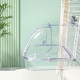 SECRET DESIREPet Bird Bath Box Hanging Caged Parrot Bathing Tub for Parakeets Small Birds Clear-image-99
