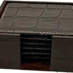 Luxxora Genuine Leather Square Shaped Coasters Set of 6| Heat-Resistant, Durable & Non-Slip Coasters for Home & Office I Perfect for Any Beverage (Color - Brown)-image-31