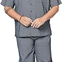 by The Indian Garage Co Men Plus Size Relaxed Fit Polka Dot Shirt & Pants Lounge Set-image-20