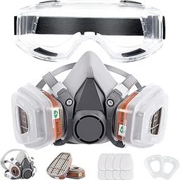KD Gas Mask Set Respirator with Filters and Goggle Activated Carbon Mask Gas Mask Paint Respirator for Epoxy Resin, Wall Painting, Welding, Polishing, Spraying, Mold Removal, Construction (Z)-13