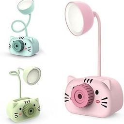 Camera Led Table Lamp, Eye Care Night Lamp with Pen Holder and Sharpener - Multicolor-image-29