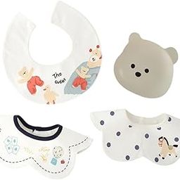 Little Surprise Box 3PCS Set, Duck print premium adjustable button closure & wide shoulder size bibs-image-77