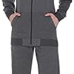 Men's Cotton Fleece Solid Hooded Zipper Winter Tracksuit-image-6