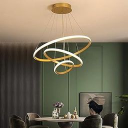 GreyWings Luxury LED Ring Chandelier Light, 3-Tier Hanging Ceiling Lamp with Adjustable Height, 3 Color Modes (Cool, Warm, Natural) (Gold Finish)-15